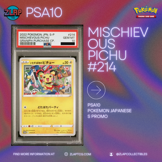 PSA10 Pokemon Card Mischievous Pikachu 214/S-P Promo JPN Japan Kartu Promo Jepang